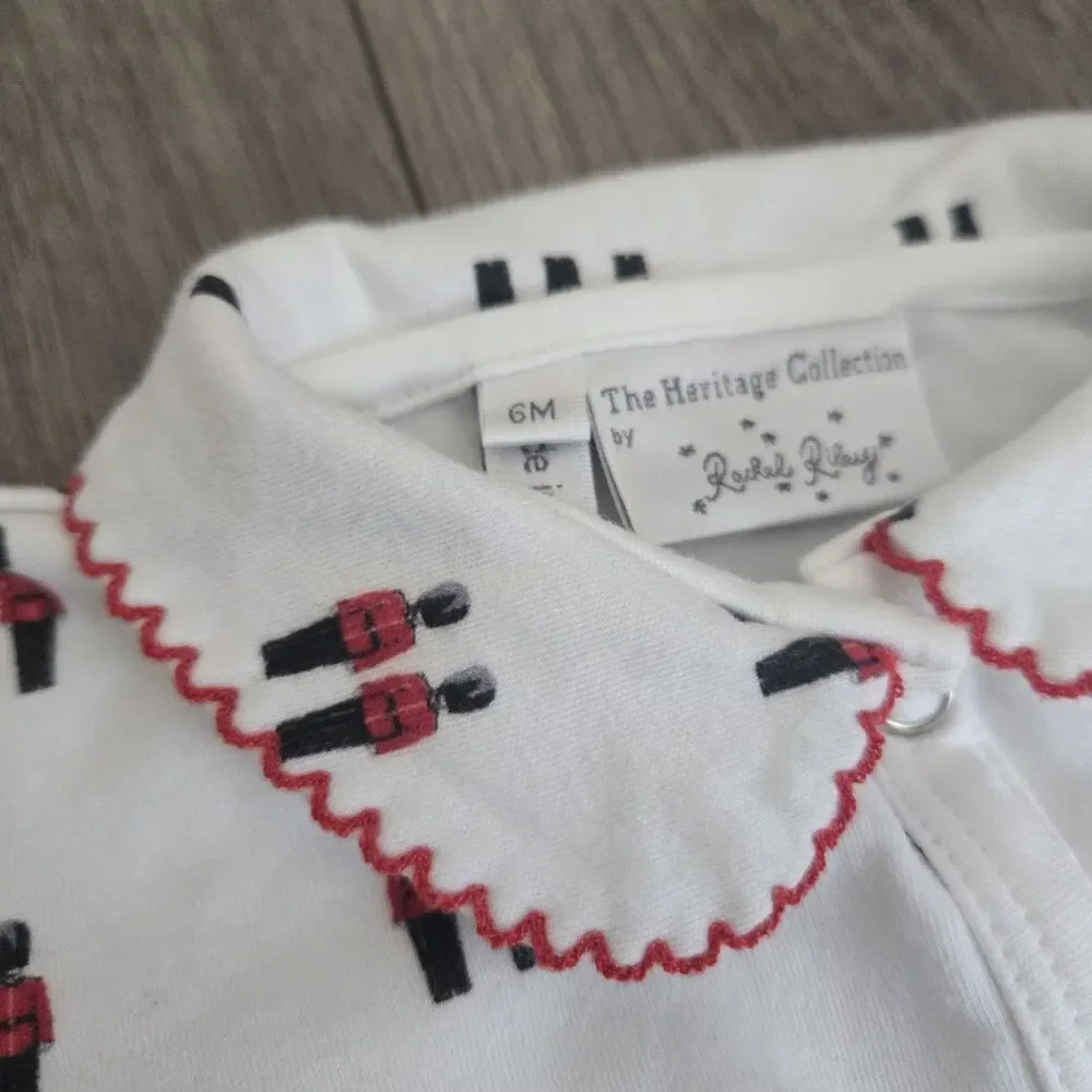 Rachel Riley 6M British Royal Guard Cotton Footed Sleeper White Red Soldier